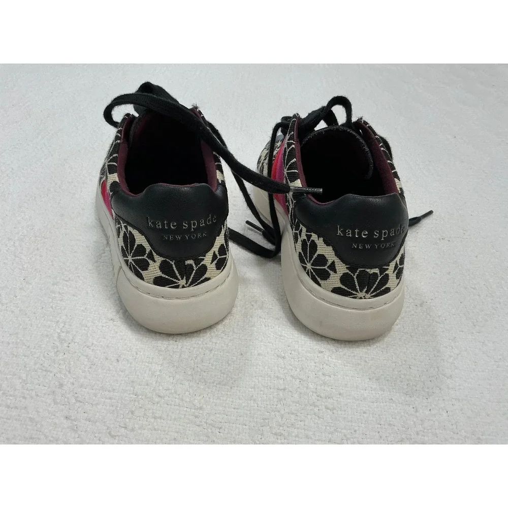 Kate Spade New York‎ Keswick 2 Black White Floral Pink Stripe Sneakers 6.5B